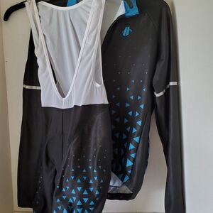 Men's Black and Blue Cycling Bib Shorts